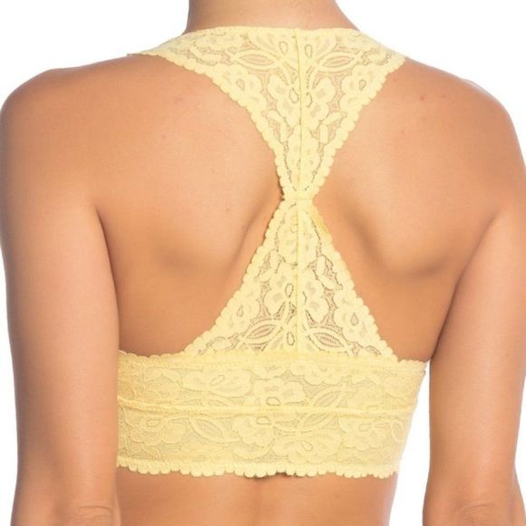 Free People Gallon Lace Racerback Bralette Yellow - Picture 2 of 5